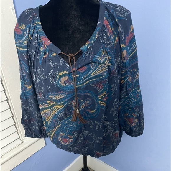 SONOMA Paisley Bohemian Peasant Blouse - Picture 1 of 4